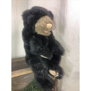Folkmanis Stuffed Plush Dark Brown - Black Bear Cub Hand Puppet Vintage 15” Tall